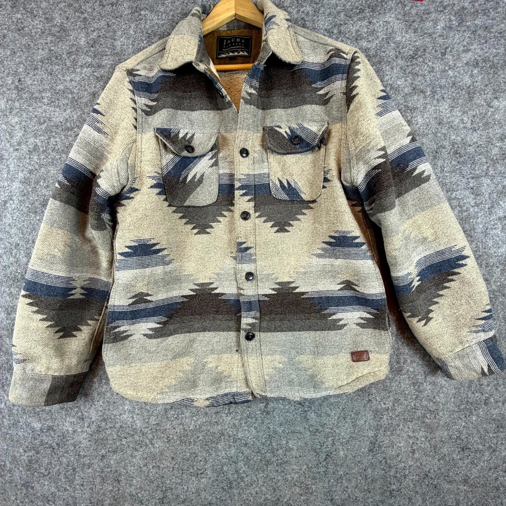 Jachs New York Shirt Jacket Mens M Earthy Aztec Shacket Button Front Outdoor